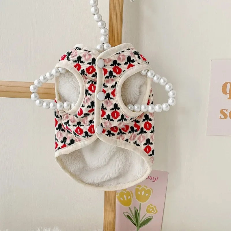 Warm Tulip Print Dog Vest