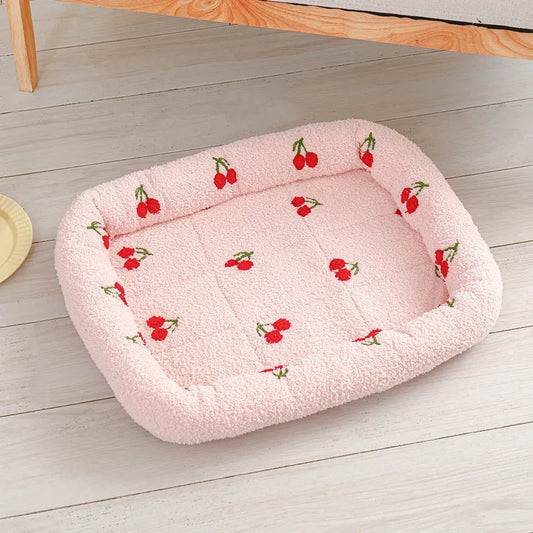 Soft Cherry Patterned Dog Bed
