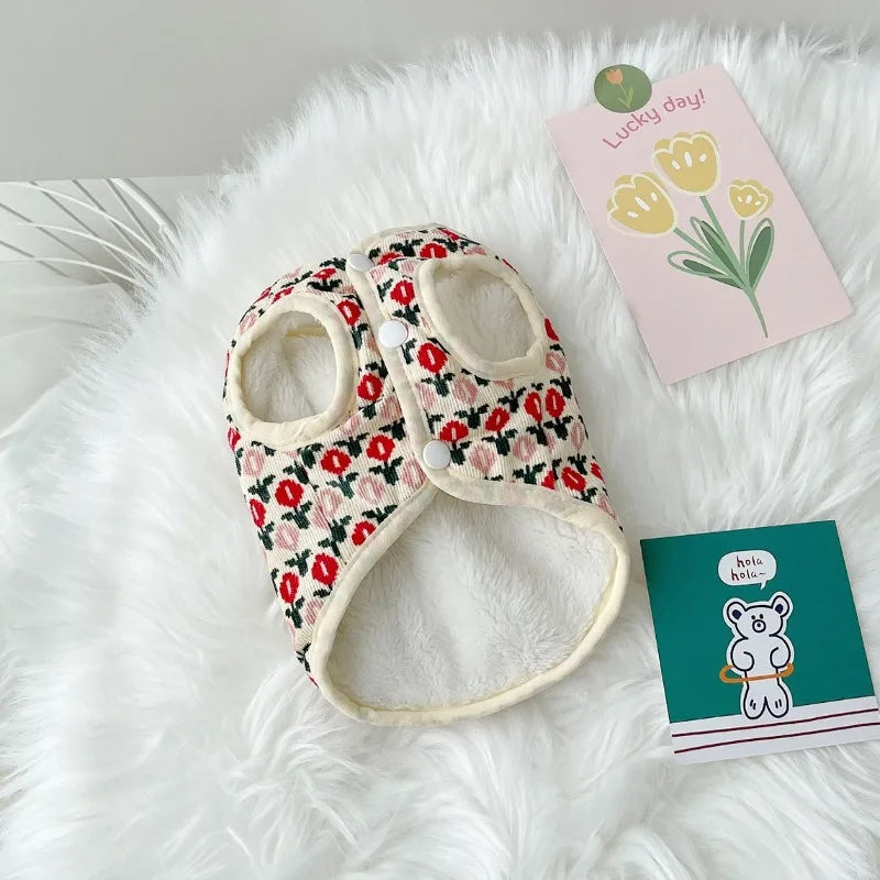 Warm Tulip Print Dog Vest